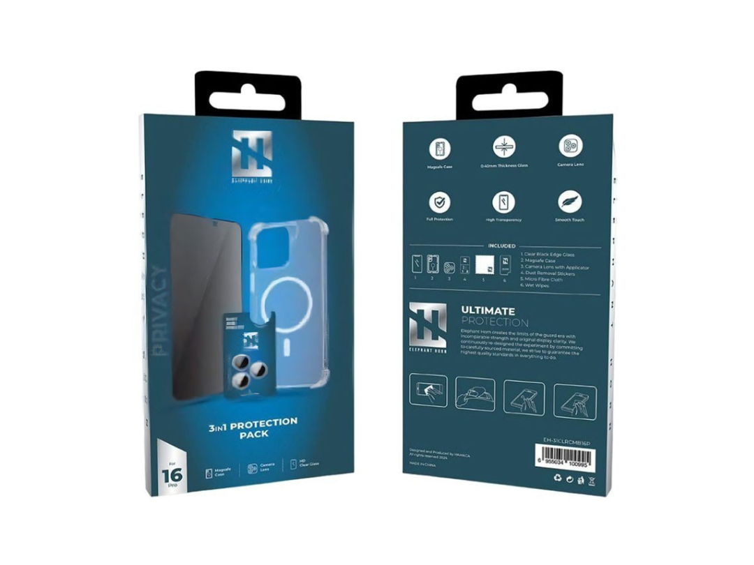 Buy Elephant Horn 3-in-1 Privacy Protection Pack for iPhone 16 Pro in Qatar Buy Elephant Horn 3-in-1 Privacy Protection Pack for iPhone 16 Pro in Qatar
